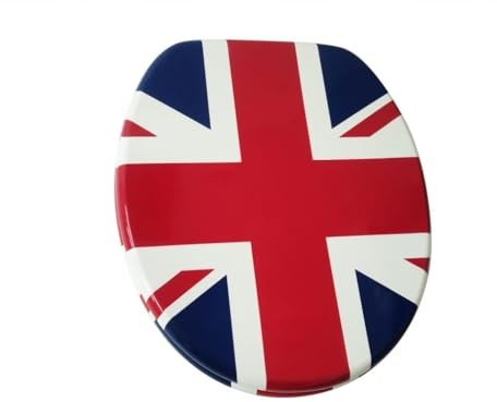 British UK Union Jack Flag Toilet Seat Cover Durable Soft Close Design with Quick Release Hinges