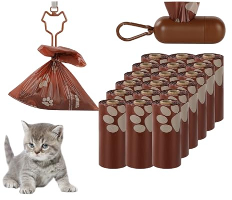 Sacchetti per escrementi per gatti – 270 pezzi di grandi dimensioni per animali domestici con profumo di cioccolato e dispenser – sacchetti profumati per cani, per passeggiate, viaggi,
