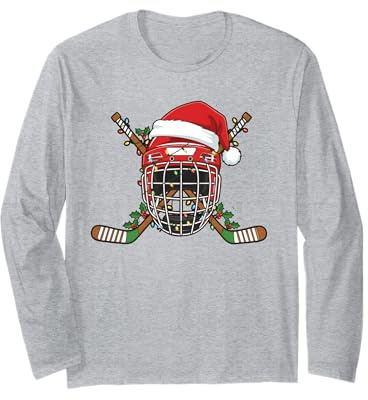 Casco da Hockey su Ghiaccio di Babbo Natale, per Uomini, Ragazzi, Ragazzi e Adolescenti Maglia a Manica