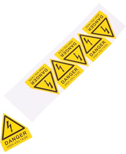 MAGICLULU Lot de 6 Panneaux D'avertissement Industriel Adhésifs Haute Tension 40x50 Mm Jaune Noir, Autocollants de Sécurité pour Équipements Électriques, Signalisation de Choc Électrique