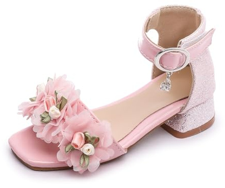 Genérico Sandalias Verano Niñas Tacón Princesa Brillo 4-12 Años (8-9 Years)
