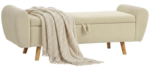 HOMCOM Banc de Rangement 73 L Bout de Lit 150 x 45 x 51 cm Beige