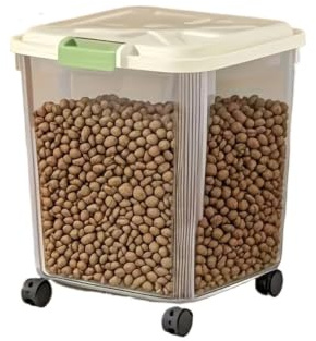 Bac à nourriture for animaux à roulettes avec cuillère et couvercle scellé