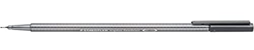 STAEDTLER 334-8 Triplus Fineliner (Dreikant, Superfeine, Metallgefasste Spitze, Linienbreite ca. 0,3 mm, 10 Stück) grau