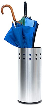 Relaxdays Schirmständer, Metall, Silber, 49.5 x 22.5 x 22.5 cm