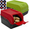 ARTECSIS Kartoffel Aufbewahrungsbox grün + rot 2er Set I Gemüsebox Kartoffelbox mit Deckel für ca. 4 kg Kartoffeln + 6 Aufkleber mit Gemüsesorten