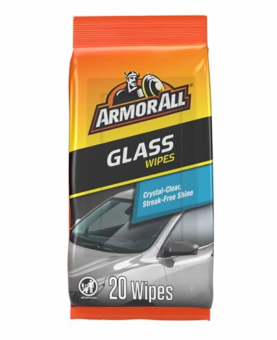 Armor All Car Glass Wipes, Auto Glass Cleaner Wipes for Dirt and Dust, 20 Count