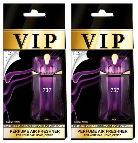VIP CARIBI Ambientadores de Lujo para Coche Pack 2, Fragancias Premium Inspiradas en Perfumes Exclusivos, Aroma Elegante y Duradero, Ambientador Premium para Coche, Hogar, Oficina y Regalo (737)