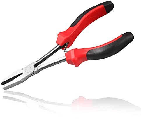 LEONTOOL Alicates de punta plana de 6,5 pulgadas mini alicates de mandíbula de largo alcance para hacer joyas, herramienta de alambre de trabajo para doblar cables de enderezamiento