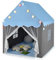 Maxmass Kids Play Tent, Princess Castle Teepee with Washable Mat, Lights and Windows, Indoor Outdoor Children Playhouse (Blue)