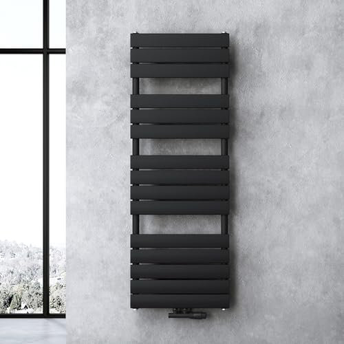 doporro Scaldasalviette da Parete per Bagno 140x60 cm, Radiatore Termoarredo Piatto in Acciaio ad Acqua Calda, Attacco Basso Centrale, Colore Antracite