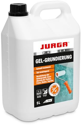 JURGA GEL Universal Grund LF 5 L (≈50m²) - Gel-Grundierung für Wand & Boden, Grund Weiß für Außen & Innen