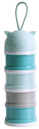 Distributeur de Lait en Poudre pour Bébé, 4 Couches, Portable, Bleu, PP, 7,5 x 22,5 cm, Conteneur de Stockage avec Compartiments Séparés