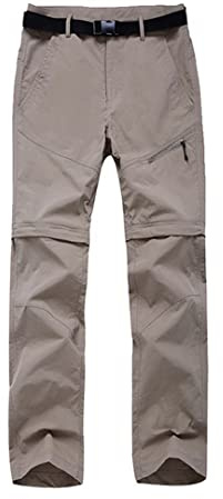 Pantalon de camping et de randonnée pour femme - Séchage rapide - Amovible - Pour escalade et trekking, kaki, L