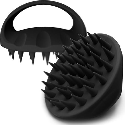 Ithyes 38 Finger vergrößerter Kopfmassage-Bürste, Silikon-Kopfhautmassagebürste, Scalp Massager Shampoo-Bürste, Massagebürste Haare, Hair Massager Scalp for Frauen, Männer, Haustiere,1 Stück (Schwarz)