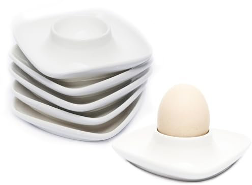 Vila KuChe Ceramics White Egg Cups Egg Holders for Hard Boiled Eggs Set 6pcs