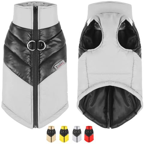 YOUYIKE Hundemantel Wasserdicht Hundejacke Winte Hundejacke Mit Reflektierenden Streifen, Geeignet FüR Nachtwanderung Hundejacke Mit Geschirr Entwickelt FüR Hundejacke GroßE Hunde Design (grau, M)