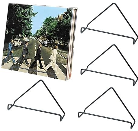 mimzemamz Support Vinyle Mural, 4 Pièces Support Mural pour Disques Vinyles Rangement pour Vinyles, Support LP Étagère Support Mural en Vinyle, Noir