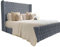YB Interiors Luxury 5ft King Size Sleigh Chesterfield Bed – Plush Velvet Fabric, High Wingback Grey Headboard