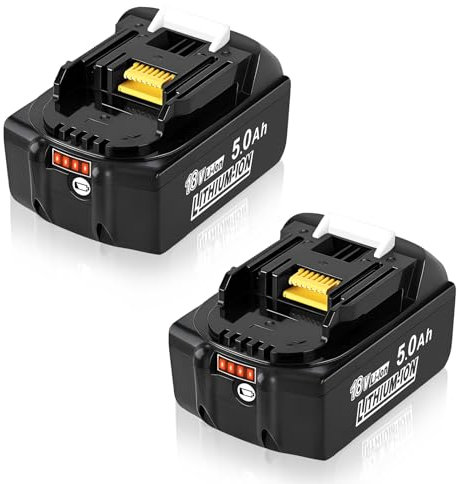 5Ah Batterie per Makita Batteria 18V: 2-Piece Li-ion sostituzione batteria originale strumento compatibile BL1860B BL1850B BL1860 BL1850 1840 1830 194205-3 LXT-400