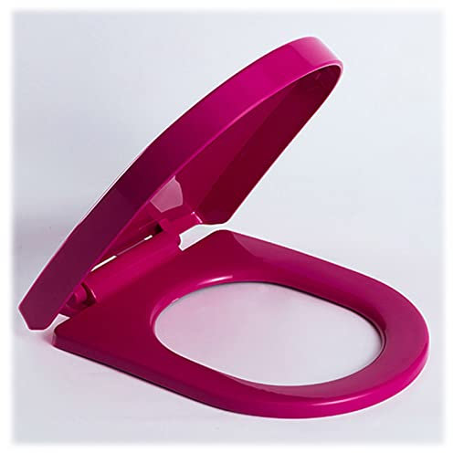BGFYUSF Toilettensitz Toilettensitz mit Absenkautomatik， Hochleistungs-Schnellverschluss， langsam schließender Badezimmer-WC-Sitz， einfach zu installierender ovaler，Rose Red-OneSize