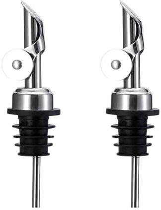 Prmape 2 Pezzi Tappo Versatore Olio Salvagoccia, Versatori in Acciaio Inox, Beccucci per Bottiglie Cocktail, Tappi Dosatori per Bottiglie Olio, Liquore, Vino, Succo, Aceto