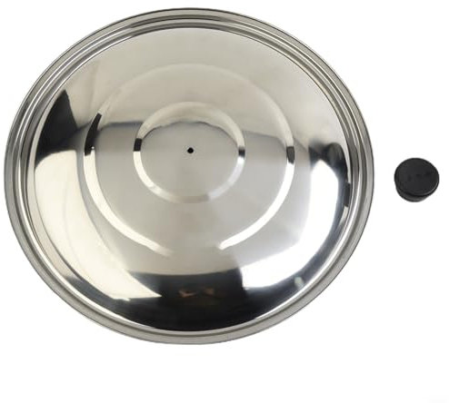 Tidevib Coperchio di ricambio in acciaio inox per pentole con manico nero per padelle, wok, casseruole, 32-38 cm di diametro (36 cm)