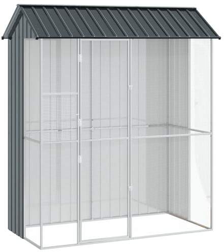 Emmtore Pajarera Aviario de Acero Gris Antracita 215x110x247 cm