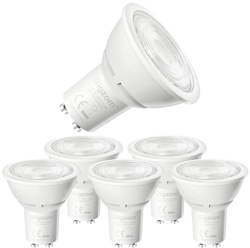 Bigzom [Classe Energetica A] LED GU10 Luce Calda, 360LM 3000K 2W Lampadina a Risparmio Energetico Sostituisce 4-6W, AC 220-240V Senza Sfarfallio, Angolo di Fascio 38 Gradi, Non Dimmabile, 6 Pezzi