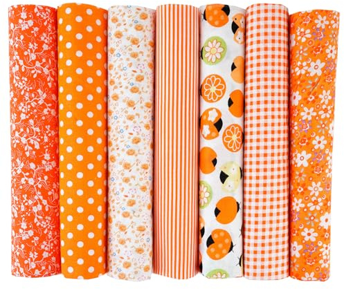 Yuiturt Confezione da 7 pezzi di tessuto di cotone, 50 x 50 cm, per patchwork, cucito, trapuntatura e artigianato, diversi motivi