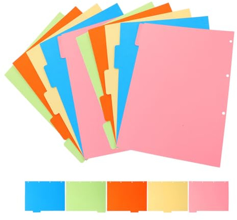 ADOCARN Separadores para Carpetas Pestañas de Carpeta en Cartón, 3 Conjuntos de Divisores de Hojas Sueltas para Organizar Cuadernos y Diarios Índice Colorido