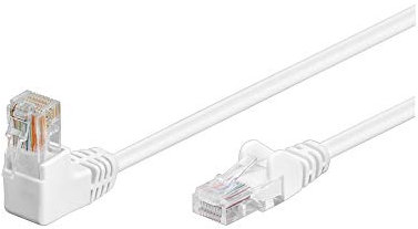 Goobay 94166 Cavo ethernet CAT 5e con angolo a 90 gradi, Cavo di rete U/UTP, bianco; miscela di rame CCA, 1x connettori RJ45 a 90° (8P8C), 5 Metri