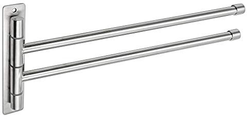 BTSKY™ New Wall-Mounted Stainless Steel Bathroom Kitchen Towel Rack Holder with Extra Long 2 Bars Swivel Bars