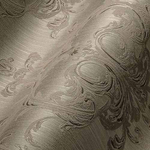 A.S. Création Architects Paper Textiltapete Tessuto 2 Tapete mit Ornamenten barock 10,05 m x 0,53 m beige braun Made in Germany 961963 96196-3