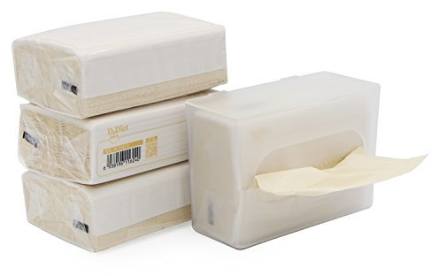 DrDirt Taschentücher aus Bambus umweltfreundlich 4 Packungen+1 Taschentuchbox 3-lagig 110 Blätter pro Packung weich parfümfrei für empfindliche Haut