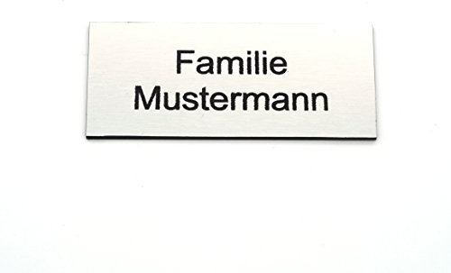 Briefkastenschild Klingelschild Türschild Namensschild Namensschilder Briefkasten Etiketten Gravur Selbstklebend | wetterfest, wetterbeständig | Lasergravur | Größen 60x20mm und 80x35mm (8 x 3,5 cm)