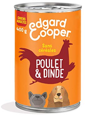 Edgard & Cooper Boite Patée Chien Adulte Sans Cereales Nourriture Naturelle Poulet et Dinde Frais, Alimentation Saine Savoureuse et Equilibrée, Pro -400g