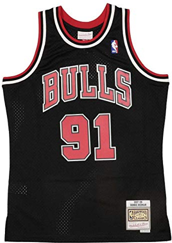 Mitchell & Ness Herren Chicago Bulls Bluse, D. Rodman #91, Black, XXL EU