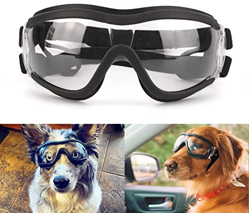Namsan Dog Goggles - Large Breed Dog Sunglasses UV Prevent Clear Lens for Sensitive Dog Eyes Protection, Elastic Adjustable Straps