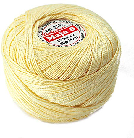 Pearl Crochet Cotton Embroidery Ball Yarn 229yd/210m Quality Thread 50g Size 8 Lemon (331)