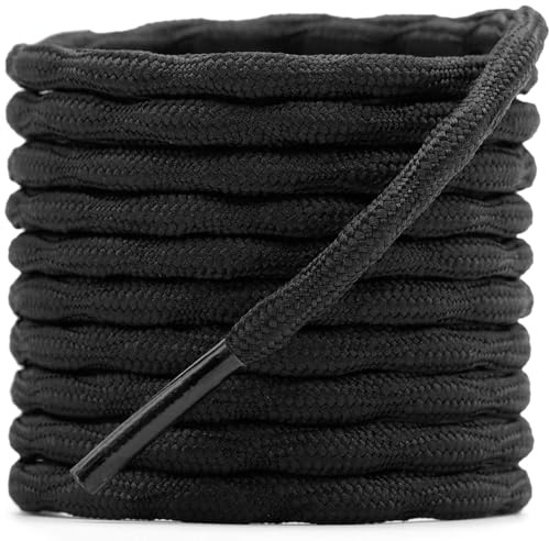 DELELE 2 pares de cordones redondos con forma de onda, antideslizantes, resistentes y duraderos, para escalada al aire libre, senderismo, cordones para zapatos, 01 Negro, 118 Inch (300cm)
