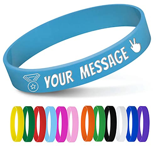 5DDIAMOND Braccialetti Personalizzati in Silicone con Testo Inciso - Bracciali in Gomma per Eventi, Raccolte Fondi, Motivazione e Feste (Blu)