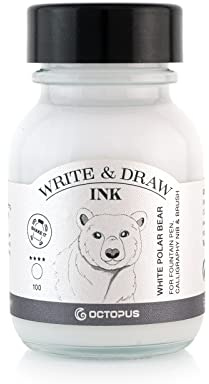 Octopus Write & Draw Ink - White Polar Bear Fountain Pen Ink, 50ml