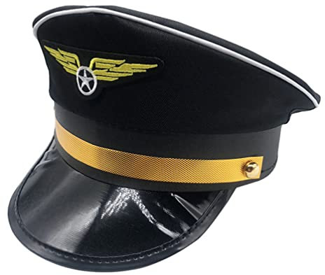 NUOBESTY Verstellbarer Pilotenhut Kapitänshut für Erwachsene und Kinder Halloween-Party Kostüm Cosplay Requisite 25 x 18 cm