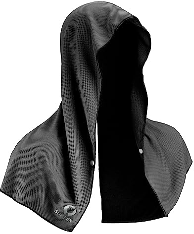 Sukeen Serviette rafraîchissante à Capuche pour Homme, Serviettes rafraîchissantes pour Le Cou et Le Visage, refroidit lorsqu'il est mouillé, refroidit Le Cou, Le Camping, Le Cyclisme (Noir)