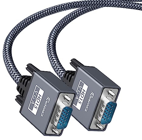 Ruaeoda VGA to VGA Cable 6 ft, Nylon Braided 15 pin 1080P Full HD Computer Monitor Cable Male to Male VGACord for PC Laptop TV Projector