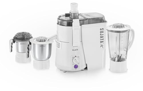 Sujata Powermatic Maxima 4-in-1 900 Watt Citrus Juicer with 3 Jars (White)