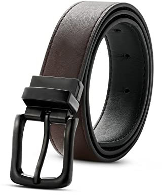 Kajeer Gürtel Kinder Wendegürtel für Jungen Mädchen - Schwarzer und Brauner Jungen PU-Ledergürtel für Schuluniform Jeans mit Drehbarer Schnalle