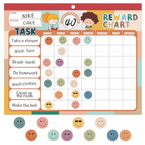 ANSTROUT Boho 32 Chore Charts Behavior Reward Chart System,Sticker Chore Chart Pad for Kids with 2328 Stickers, 12.2 x 9.8 Magnetic Reward Chart to Develop Responsibility & Good Habits.