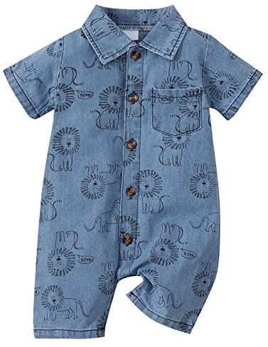 Generisch Kletterausrüstung Tiermuster Baby Sommerausrüstung für 0 bis 18 Monate Junge 98 (Blue, 12-18Months)